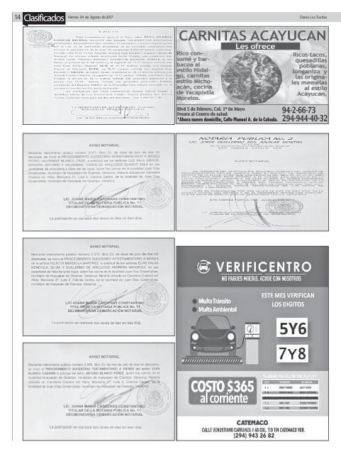 edición de diario los tuxtlas del día 04 de agosto de 2017