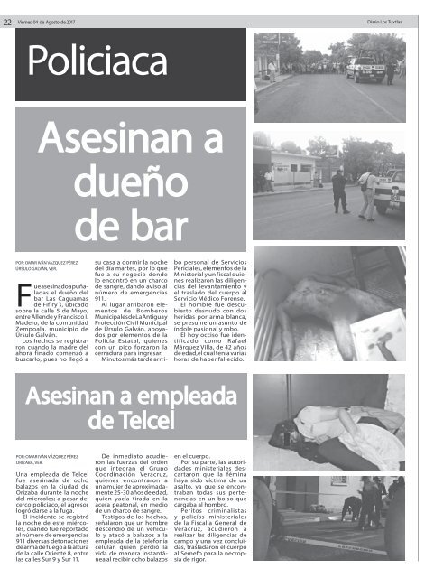 edición de diario los tuxtlas del día 04 de agosto de 2017