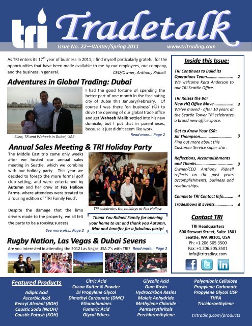 Adventures in Global Trading - TRInternational, Inc.