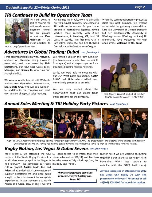 Adventures in Global Trading - TRInternational, Inc.