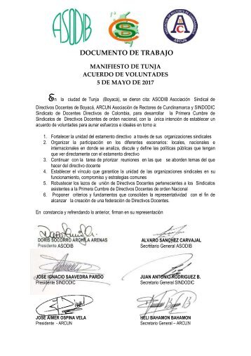 MANFIESTO DE TUNJA