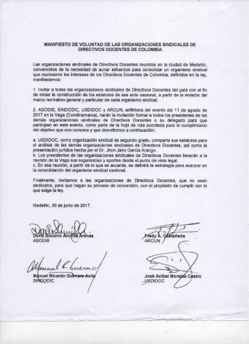 MANIFIESTO MEDELLIN