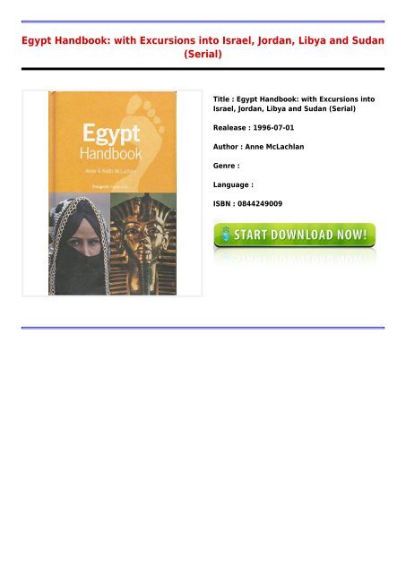 Downloads E-Book Egypt Handbook  with Excursions into Israel Jordan Libya and Sudan Serial Full Online