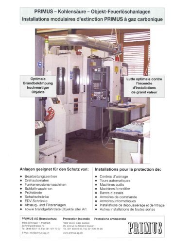 PRIMUS - Kohlensäure - Objekt-Feuerlöschanlagen