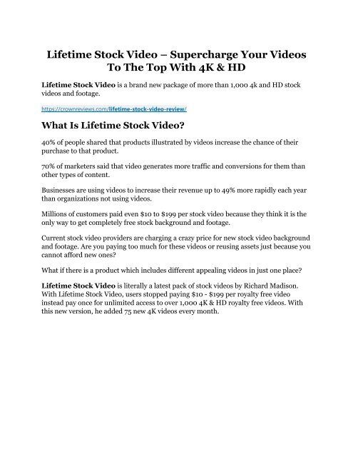 Lifetime Stock Video review and (Free) $21,400 Bonus &amp; Discount