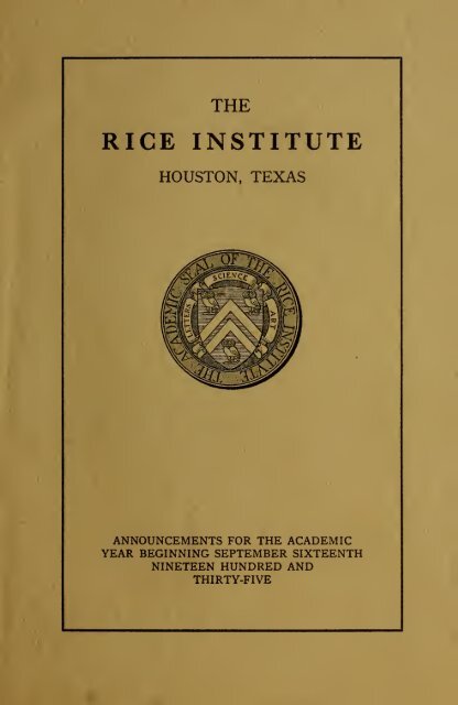 Rice University General announcements - Rice Scholarship Home ...