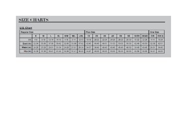 Icollection Size chart