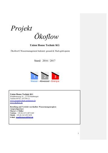 Projekt Oekoflow - Wassermanagement