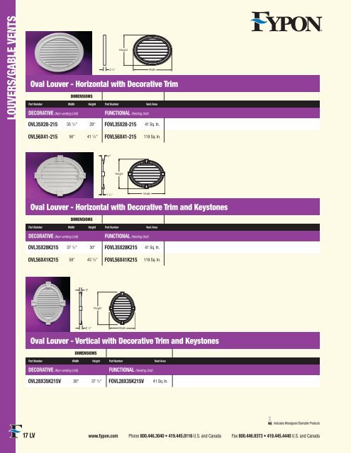 Fypon Louver Catalog - Blackstock Lumber Co., Inc.