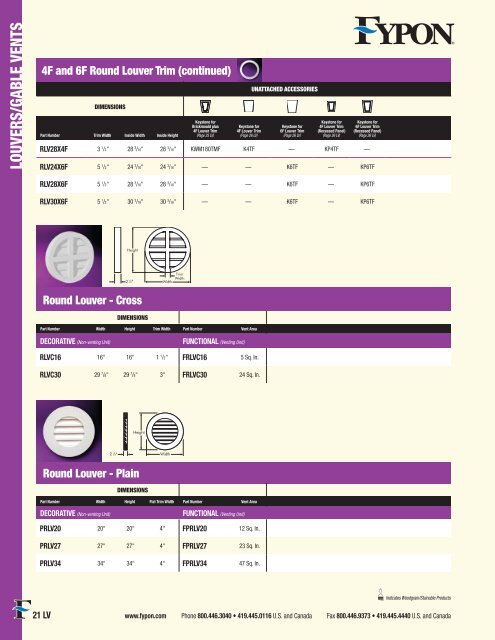 Fypon Louver Catalog - Blackstock Lumber Co., Inc.