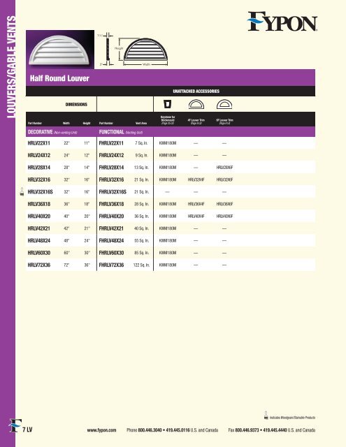 Fypon Louver Catalog - Blackstock Lumber Co., Inc.