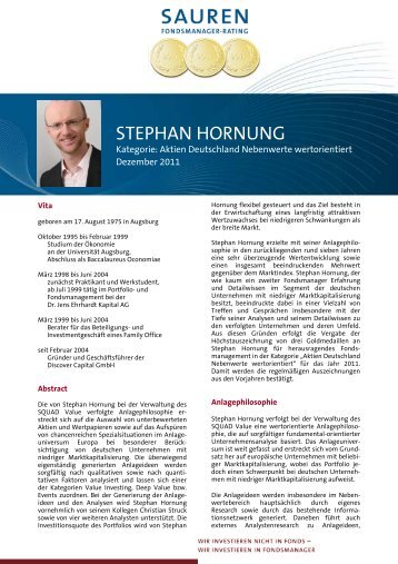 Fondsmanager-Rating: Stephan Hornung - Sauren