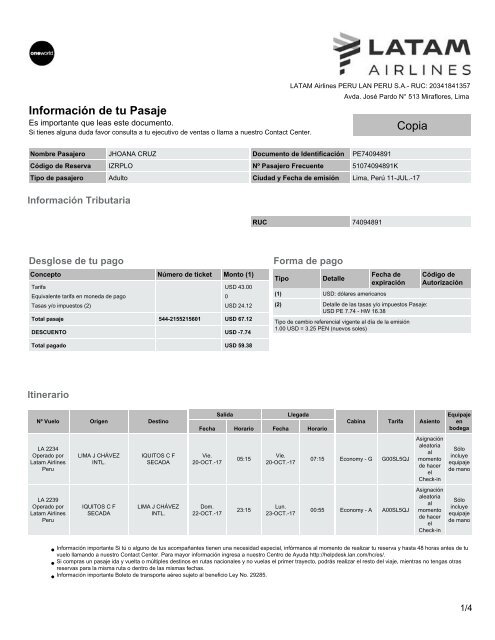 LATAM venderá pasajes más baratos pero sin equipaje | Viaja por el Mundo