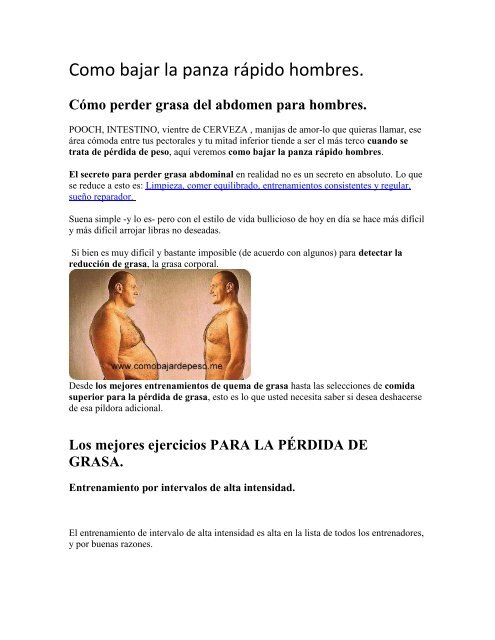 Metodos para bajar la panza rapido