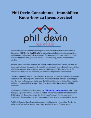 Phil Devin Consultants - Immobilien-Know-how zu Ihrem Service!