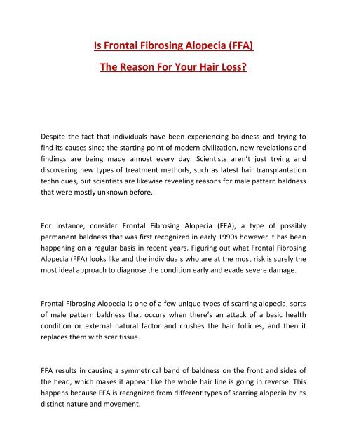 Is Frontal Fibrosing Alopecia The Reason For Your Hair Loss