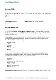 Global Organic Waste to Diesel Sales Market Report 2017