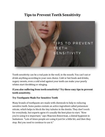 Easy Tips to Prevent Teeth Sensitivity