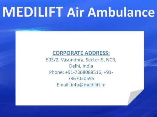 Contact to Get Best Air Ambulance Service in Jabalpur by Medilift