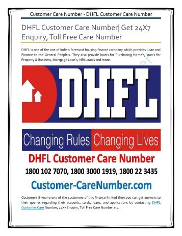 DHFL Customer Care Number
