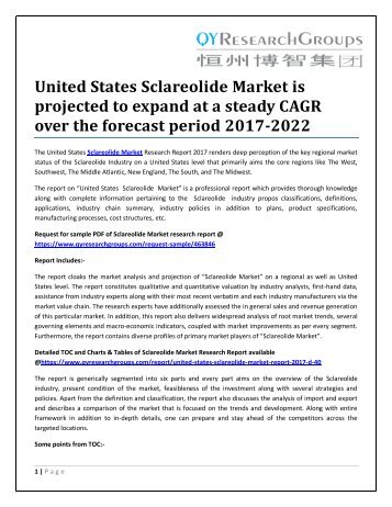 United States Sclareolide Market is projected to expand at a steady CAGR over the forecast period 2017-2022