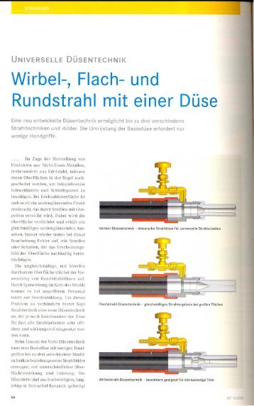 Wirbel-, Flach- und Rundstrahl mit einer Duse