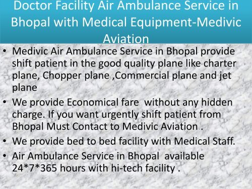 Advance Facility Air Ambulance Service in Bangalore with Low Fare