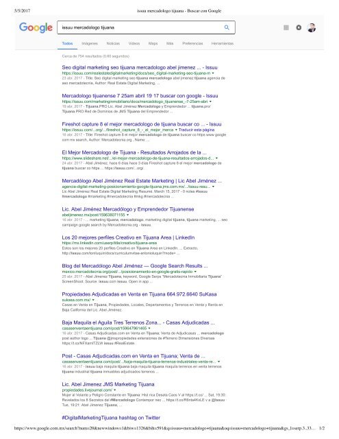 Issuu Mercadologo Tijuana - Google Mexico Search Results - May 5, 2017 - SEO - Buscar con Google