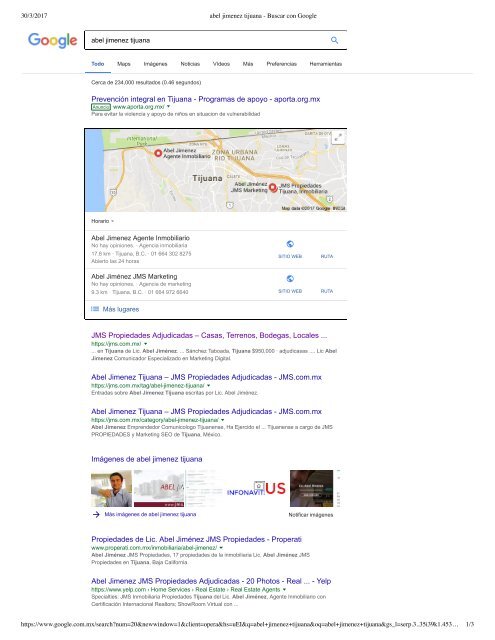 Abel Jimenez Tijuana-Term Of-Use Results from Google Mexico SERPs SEO Campaign 2017