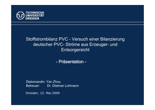 Stoffstrombilanz PVC - Versuch einer Bilanzierung deutscher PVC ...