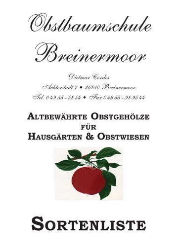 sortenliste altbewährte obstgehölze für hausgärten & obstwiesen