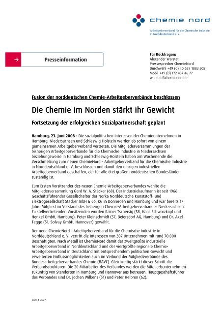 Die Chemie im Norden stärkt ihr G Die Chemie im ... - Chemie Nord