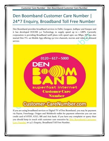 Den Boomband Customer Care Number