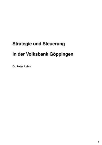 Strategie und Steuerung in der Volksbank Göppingen