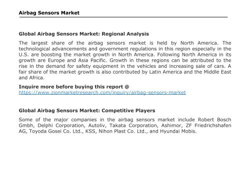 Global Airbag Sensors Market, 2016–2024