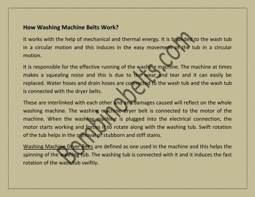 Working of Washing Machine Dryer Belts and Tips