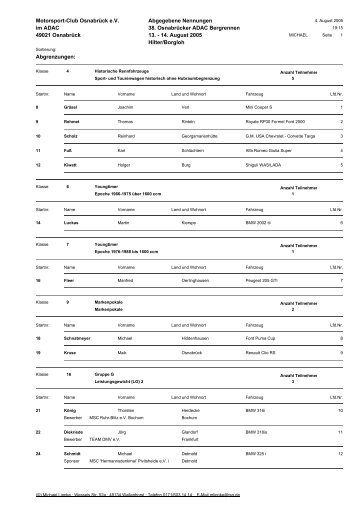 38. Osnabrücker ADAC Bergrennen 13. - beim MSC Osnabrück eV ...