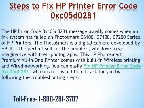  How to Fix HP Printer Error Code 0xc05d0281|Dial 8002813707