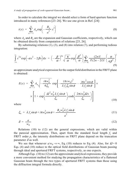 A study of propagation of cosh-squared-Gaussian beam through ...