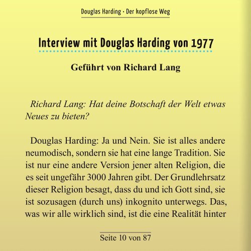 Douglas Harding - Der kopflose Weg