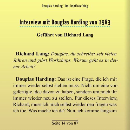 Douglas Harding - Der kopflose Weg