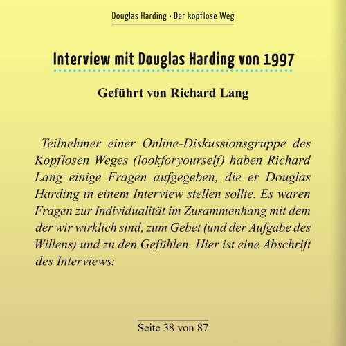 Douglas Harding - Der kopflose Weg