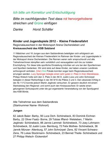 Ich bitte um Korrektur und Entschuldigung Bitte ... - KSB Salzland eV