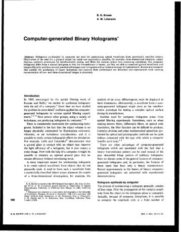 Computer-generated Binary Holograms*