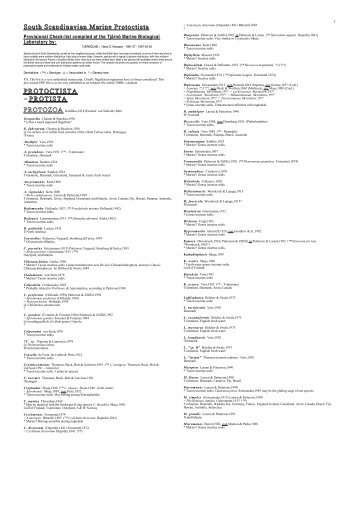 South Scandinavian Marine Protoctista PROTOCTISTA ... - TMBL