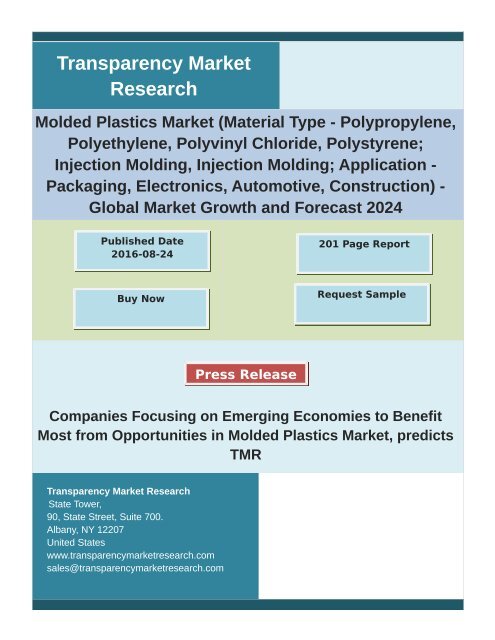 Molded Plastics Market Report 2016 Analysis by Trends, Production, Consumption 2024