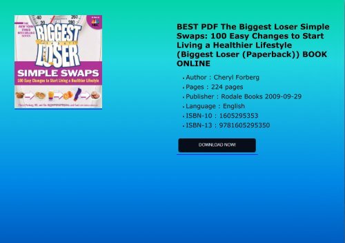 BEST PDF The Biggest Loser Simple Swaps 100 Easy Changes to Start Living a Healthier Lifestyle 
