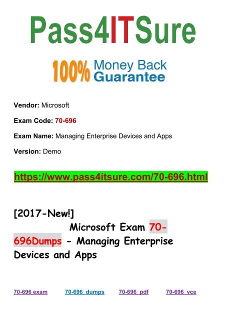 [Update August]  New Pass4itsure Microsoft 70-696 Dumps PDF 86Q&As