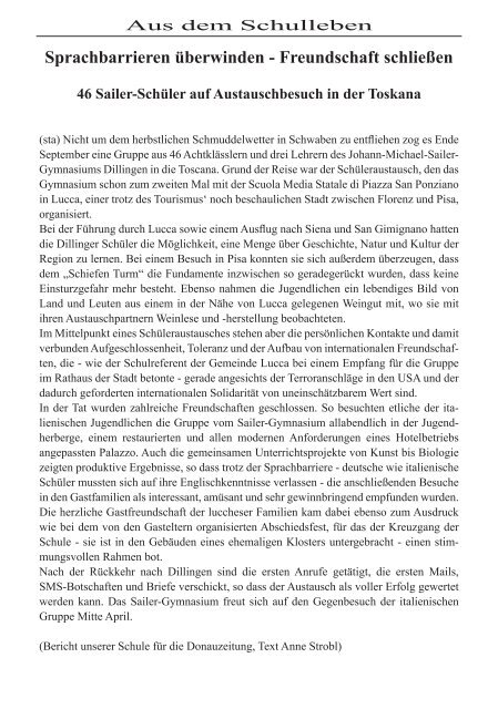 Berichte aus dem Schulleben (pdf 980k) - Johann-Michael-Sailer ...