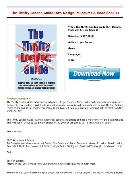 Best E-Book The Thrifty London Guide Art Design Museums  More Book 1 Free Collection